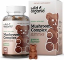 Gummées de champignons sauvages et biologiques - Manille de lion, Cordyceps, Turquie Tail, Reishi, Chaga, Maitake - Complexe 10-en-1 - Gummées de complément de champignons pour immunone et soutien du cerveau - 60 Comte