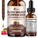 Wormwood Black Walnut Clove Cleanse for Humans Drops, 23-in-1 Gut Health Support Supplement with Pumpkin Seed, Oil of Oregano etc for Detox & Digestive Health, Non-GMO, Raspberry Flavor, 2 FLOZ