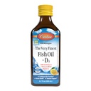Carlson - L'huile de poisson la plus fine + D3, 1600 mg Oméga-3s, 50 mcg (2000 UI) Vitamine D3, huile de poisson liquide et supplément D3, norvégien, sauvage, source durable, citron, 200 mL (6,7 Fl Oz)