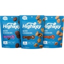 HighKey Cookies Variety Pack - 6.75oz Low Carb No Added Sugar 3-Pack Chocolate Chip Cookie, Snickerdoodle, Brownie Bites Low Carb Gluten Free Diabetic Snack Diet Friendly Food Sweets