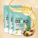 Vitamine D3 10000 iu Plus K2 (MK-7) 200 mcg, 300 Kokosolie Softgels