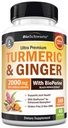 Turmeric and Ginger Supplement with BioPerine - Turmeric Curcumin with Black Pepper & Organic Ginger for Enhanced Absorption for Digestion Knee & Joint Support - Vegan & Non-GMO (40 Servings)