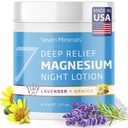 Seven Minerals Deep Relief Magnesium Night Lotion - Lavender + Arnica Cream for Deep Sleep & Muscle Relief - Calms Legs, Soothes Sore Back, Neck & Shoulders - USP Grade, Made in USA, 6 Fl Oz