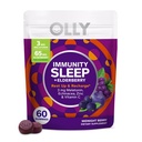 OLLY Immunity Sleep Gummy, Immune and Sleep Support, 3mg Melatonin, Echinacea, Zinc, Vitamin C, Chewable Supplement, Berry - 60 Count (Pack of 12)