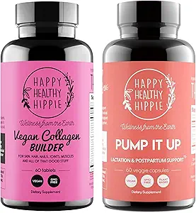 Gelukkige gezonde Hippie Pump It Up Lactation Supplement & Vegan Collageen Builder