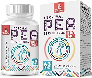 Liposomique Palmitoyléthanolamide 1000 mg + Lutéoline 100 mg, pois micronisés 99% hautement purifié - Absorption et biodisponibilité accrues, 240 Softgels