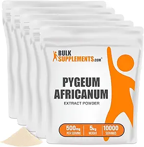 BulkSupplements.com Pygeum Africanum Extract Powder - from Pygeum Bark - Glutenvrij, 5000mg per portie, 5kg (11 lbs) (verpakking van 5)