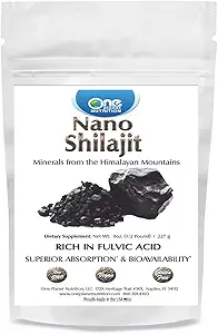 One Planet Nutrition Nano Shilajit Powder 8 oz (454 porties), 40-60% Fulvinezuur, Nano voor verbeterde absorptie, Ondersteunt de algehele wellness, non-GMO, veganistisch, glutenvrij