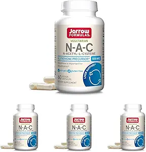 Formules de Jarrow N-A-C 500 mg - Supplément acide amino-oxydant soutient la santé cellulaire et la fonction hépatique - Précurseur au glutathion - Jusqu'à 60 portions (capsules de Veggie) (paquet de 4)