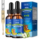 2 Pack Magnesium Liquid for Kids - with L-Theanine Omega-3, Vitamin B6, D3, Zinc - Kids Magnesium Glycinate Drops for Sleep, Relaxation, Calm & Focus - Green Apple Flavor
