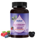 Biobor Natural Black Elderberry Gummies 150mg, Elderberry Fruit Extract with Vitamin C and Zinc, Herbal ElderCraft® Gummies Daily Immune Support for Kids and Adults, 60 Count