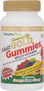 NaturesPlus bron van leven Gold Adult Multivitamine Gummies - 60 Whole Food Gummies - Complete dagelijkse vitaminesupplement - Gratis radicale verdediging, energie ondersteuning - Glutenvrije - 30 Totaal porties