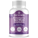 TrueSeaMoss Irish Sea Moss Capsules - 120 Elderberry Capsules (1600mg) - Prebiotic Superfood - Boosts Het immuunsysteem en de spijsvertering - gezonde huid, Keto Detox, Gut, gezamenlijke ondersteuning