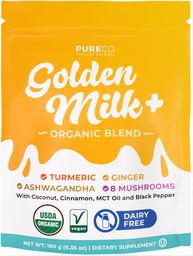 Golden Milk Powder Organic Blend - Adaptogenic Turmeric Latte with Ginger Ashwagandha & Mushroom Complex for Sleep Relaxation Vitality & Immune Support - Vegan Non-GMO & Filler Free (60 Servings)