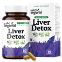 Wild & Organic Liver Detox Cleanse Capsules - Milk Thistle, Dandelion Root Liver Support Formula - Silymarin Milk Thistle Supplement - 60 Vegan Capsules - 1-Month Supply - No Fillers, Non-GMO