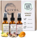 Vitality Boost Bundle Liquid Spray - Ultimate Mushroom Complex, Bromelain, B12 Methylcobalamine - Complete Multivitamine - Plant-based, Non-GMO, Glutenvrij, Suikervrij 2 Fl Oz (420 Days Supply)