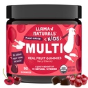 Llama Naturals Kids Multivitamine Gummies, Veganistisch, Organisch met vitamine D, C & K, Peuter Real Fruit Gummy Vitaminen, Kauwbare Supplement, Whole Food Multivitamine, Geen toegevoegde suiker Cane, Cherry, 90 Ct