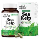 Wild & Organic Sea Kelp Supplement Capsules 600 mg - Immune & Overall Support - Sea Kelp Iodine for Men & Women - Ocean Seaweed Supplement - Vegan, No Fillers, Non-GMO - 60 Count