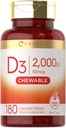 Carlyle Chewable Vitamin D3 2000 IU (50mcg) | 180 Chewable Tablets | Berry Flavor | Vegetarian, Non-GMO and Gluten Free Supplement