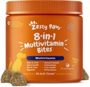 Zesty Paws Multivitamine Treats voor honden, Glucosamine Chondroitin Gezamenlijke Ondersteuning + Digestieve Enzymen & Probiotica, Grain Free Hond Vitaminen en Supplementen voor huid & Coat, Pindakaas - 90ct