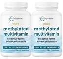 Micro Ingredients 2 Pack Pure Methylated Multivitamin, 480 Capsules | 19-in-1 Formula with Vitamins C, D, B12, Folate, Magnesium, Zinc, & More | Supports Daily Wellness & Immune Health | Filler Free