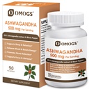 OMOGS Organic Ashwagandha, Pure Herb Extract, Added Black Pepper, High Absorption, for Boosts Energy, Sleep, Focus, Stress Relief.& Immune Support, Non-GMO, 90 Vegetable Capsules