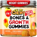 OH MY CHEWY Height Growth Vitamin Gummies for Kids & Teens - Growing Up and Bones Support for Supplement with Calcium, Zinc, Vitamin D3, K2, Spirulina and Astragalus – Peach & Mango 60 CT