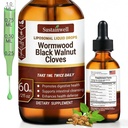 Black Walnut Clove Wormwood Tincture, Liposomal Liquid Drops for Intestinal Cleansing & Gut Health, with Garlic Oregano, Vegan Digestive Supplement, 2.04 fl oz