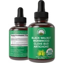 USDA Organic Wormwood Black Walnut Clove Drops Cleanse for Humans. Sugar Free Supplement for Intestinal Cleanse, Detox Support for Adults and Kids. with Artichoke and Clove Bud. Kosher, No GMOs
