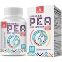 Palmitoyléthanolamide liposomique 1000 mg + Lutéolin 100 mg, pois micronisés 99 % hautement purifié - Absorption et biodisponibilité accrues, 60 softgels