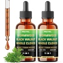 [ 2 Packs of 1Fl Oz Wormwood Liquid Drops - Wormwood Extract Tincture with Black Walnut, Whole Cloves & 8 More Herbs