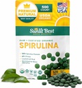 Sunlit Best Spirulina Tablets - Organische Spirulina Tablets USDA Premium 500 Telling - Natuurlijke Spirulinas Biologische Burst voor Immune Ondersteuning Spiergroei, Energie Boost w/ Chlorofyl - Hoge Proteïne, Niet GGO