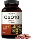 NatureBell CoQ10 200mg met PQQ, 240 Veggie Capsules Stabiele hoge absorptievorm 