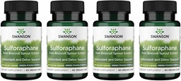 Swanson Sulforaphane - Broccoli Spruit Extract Ondersteuning Cellular, GI Tract, en de gezondheid van de lever - Natuurlijke Supplement Gestandaardiseerd tot 0,4% Sulforaphane - (60 Veggie Capsules, 400 mcg Each) (4 Pack)