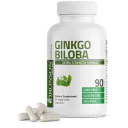 Bronson Ginkgo Biloba Extra Strength Supports Brain Function & Memory, 90 Vegetarian Capsules