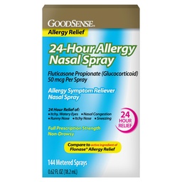 GoodSense Fluticasone Propionate Nasal Spray, 50 mcg Per Spray, Full Prescription Strength, Non-Drowsy