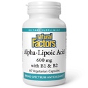Natuurlijke factoren Alfa-Lipozuur + B 600 mg, 60 capsules