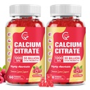 (2 Pack) Sugar Free Calcium Citrate Gummies 1200 mg with Vitamin d3, K2, Magnesium, Zinc for Bone, Muscle & Immune Support, High Absorption Calcium Supplement for Women, Raspberry Flavor, 60 Chews