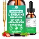 L theanine Liquid Drops, Theanine Supplement With Magnesium Glycinate & Ashwagandha for Sleep, Relaxation & Focus Support, High Absorption Liquid L Theanine 200mg for Adults & Kids丨Vegan, Non-GMO, 2oz