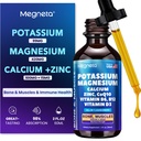 Potassium Magnesium Calcium Zinc Liquid Complex – Chelated Minerals with D3, B6, B12 & CoQ10 for Superior Absorption, Heart, Bone, Muscle, Sleep & Anti-Aging Support, 2 Fl Oz(60ml)