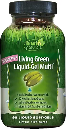 Irwin Naturals Women's Living Green Liquid-Gel Multi - 90 Liquid Softgels - Inclusief 70 essentiële voedingsstoffen, vitamines en mineralen