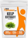 BulkSupplements.com Poudre d'extrait de Kelp - supplément de Kelp, extrait d'algues brunes, poudre d'algues - sans gluten, 500mg par portion, 250g (8,8 oz) (paquet de 1)