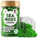 BioVit Mousse de mer Gummies - Wildcrafted Irish Mousse de mer pour les adultes et les enfants - Gel Seamoss avec Bladderwrack & Burdock Root Extract - 60 Gommies végétaliens