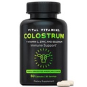 Vitamines vitales Supplément de colostrum - Vitamine C, zinc et sélénium - de première traite - Standardisé pour contenir 10 % d'IgG Immunoglobulines - Vaches américaines alimentées à l'herbe - 60 capsules
