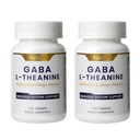 -2 Bottles- GABA Supplement 950mg with 250mg L-Theanine, Melatonin-Free, Enhanced with B6/B12/Magnesium for Calm, Restful Sleep & Stress Relief, Non-GMO Gluten Free, 120 Tablets for Adults