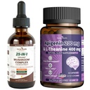 400mg L-Theanine with 200mg Apigenin Supplement 25-in-1 Organic Mushroom Complex Supplement Liquid Drops