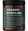 Erbologie Organische Spirulina Poeder 3.2 oz - 45 porties - Duurzaam Gebronzen in Portugal - Energie en Immuniteit Steun - Rijk aan Chlorofyl, B Vitaminen, IJzer en Fosfor - Veganistisch - GGO-vrij