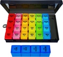 Wekelijkse Pillen Organisator 4 keer per dag, Grote Medicine Organisator, Pill Box 7 Dag 28 Compartiment, Portable Travel Pillen Container Case voor Vitamine en Supplement (Kleur)