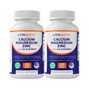 Vitamatic Calcium Magnesium Zinc D3 Boron | 365 Coated Tablets Supplement | Calcium 1200 mg, Magnesium 420mg, Zinc 25mg, Vitamin D3 1000 IU, Boron 1 mg | Non-GMO | Gluten Free | Made in USA-2 Pack