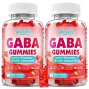 2 Pack GABA Gummies 500mg with L-Theanine, 5-HTP, Vitamins B6, B12, D3 and Ashwagandha, Melatonin-Free, GABA Supplements for Adult, Sugar-Free, Strawberry Flavor, 120 Count